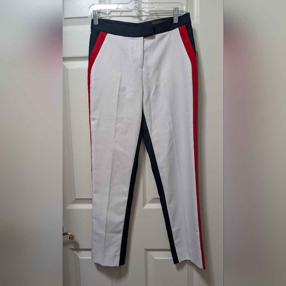 G/FORE White, Red & Black Cropped Athletic Tuxedo Pants